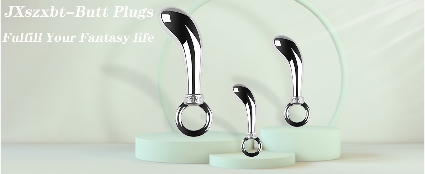 Анальний масажер JXszxbt з нержавіючої сталі (S, M, L) з кільцем для фіксації. Стимулятор G-точки, масажер простати, ануса. Іграшка для дорослих для жінок, чоловіків, пар.