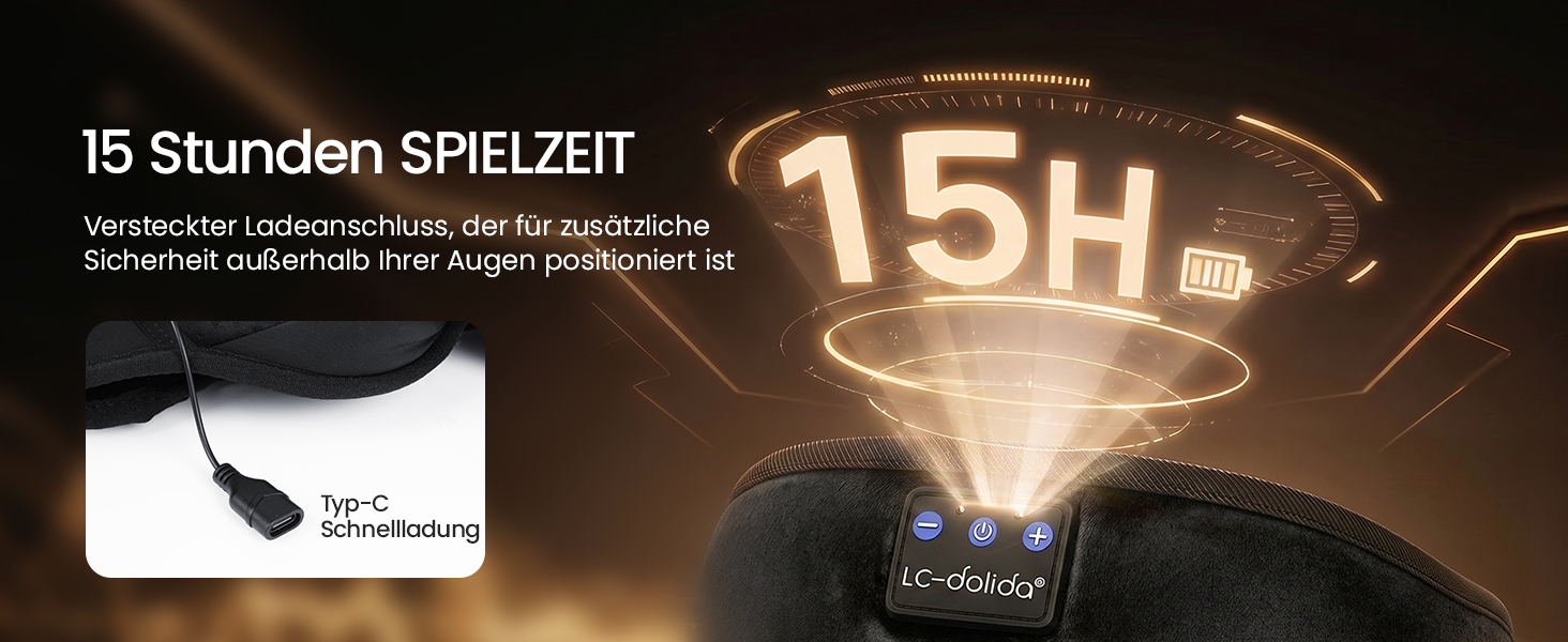 Маска для сну з Bluetooth-навушниками LC-dolida V5.4, 3D дихаюча бавовняна маска для очей з мікрофоном, миюча, для подорожей, йоги та медитації, чорна