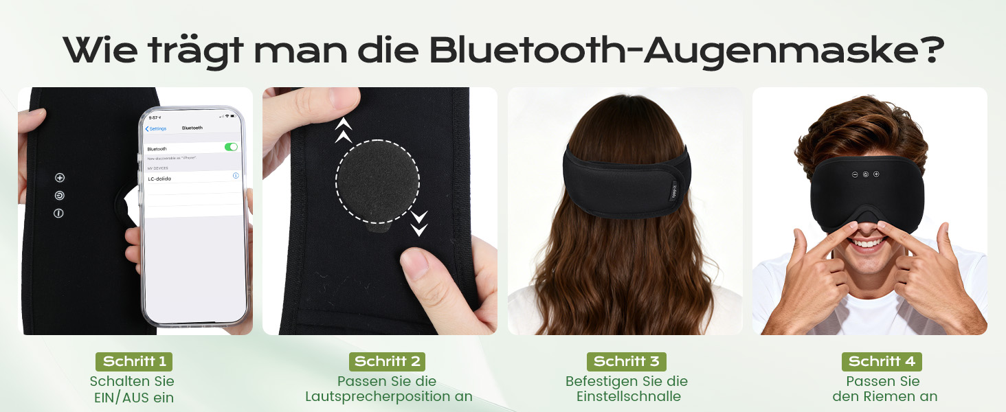 Bluetooth маска для сну з навушниками LC-dolida, м'яка світлонепроникна маска для очей для дорослих (чоловіків та жінок), комфортна для подорожей та відпочинку, чорна