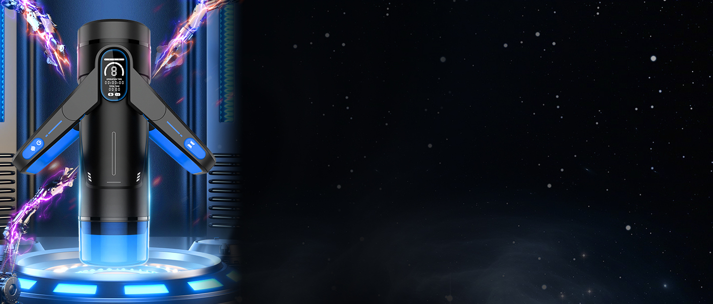 Інтимний масажер для чоловіків Eanatoys з 9 вібраціями, телескопічною функцією та LCD-дисплеєм (синій)