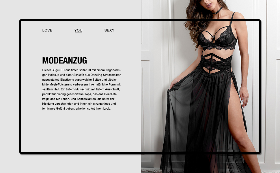 Сексуальний жіночий комплект спідньої білизни з мережива: бюстгальтер, пояс, прозора мереживна сукня, нічна сорочка з G-String, 4-частинний комплект, чорний, 75B