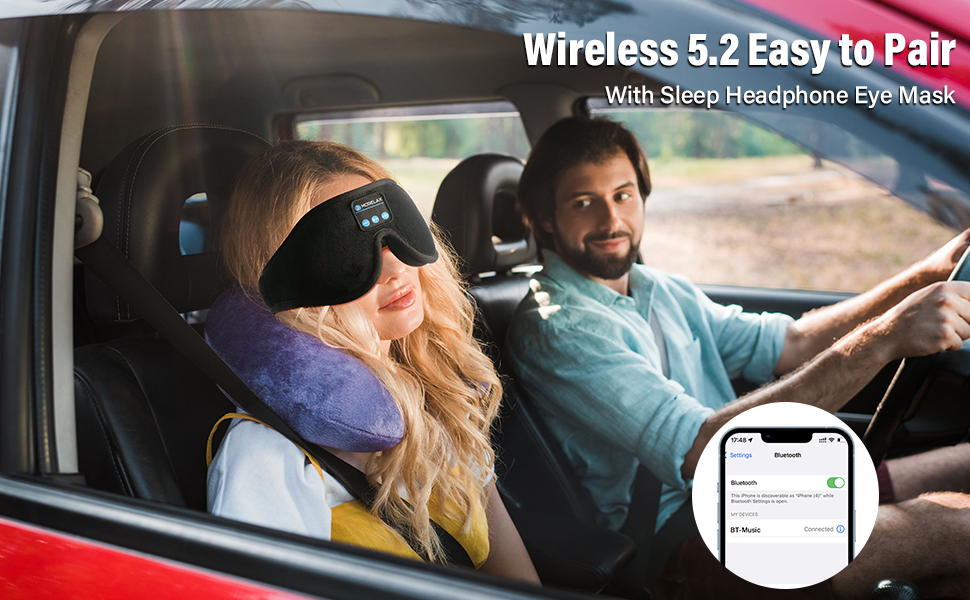Маска для сну з Bluetooth-навушниками 3D, бездротова м'яка пов'язка на очі для сну на боці та спині, чорна