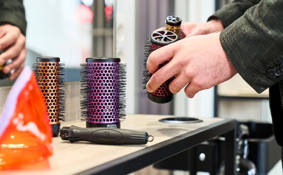 Набір багатофункціональних щіток для завивки волосся Olivia Garden Multibrush Curlers Kit — 4 насадки та знімна ручка для створення локонів та об'єму