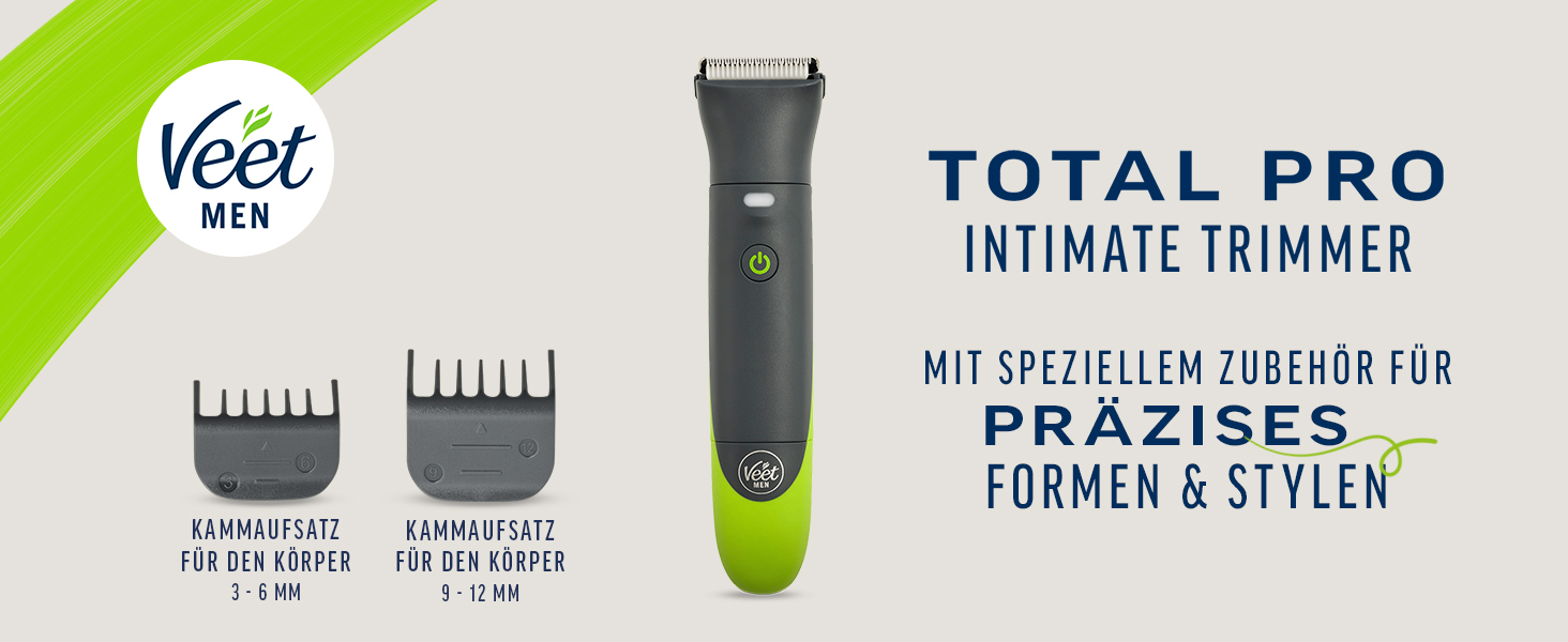 Тример для чоловіків Veet Men Intimate — водонепроникна електрична машинка для стрижки волосся в інтимній зоні, на обличчі, пахвах та тілі