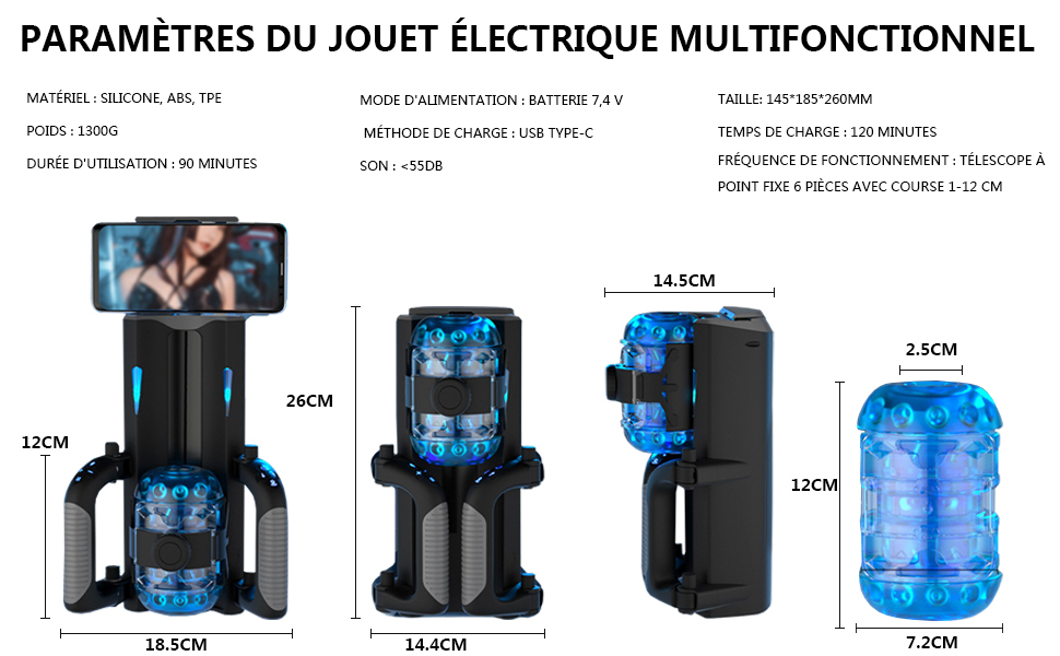 Електричний мастурбатор для чоловіків зі складаною конструкцією, з подвійним захватом, 9 режимів вібрації та 6 телескопічних дистанцій, реалістична 3D-структура вагіни
