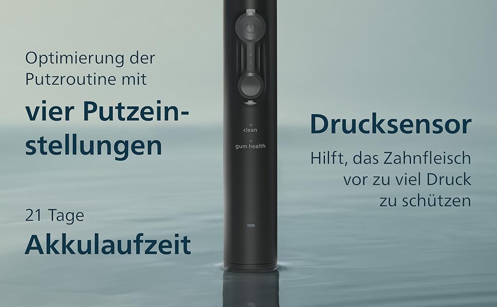 Електрична сонічна зубна щітка Philips Sonicare Series 4100 з датчиком тиску, 4 режимами очищення та дорожнім футляром, чорна, HX4044/52