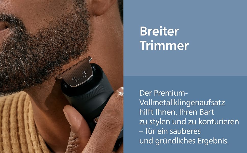 Тример для бороди Philips Beardtrimmer 7000 серії BT7670/15: самозаточувальні металеві леза, 40 налаштувань довжини, технологія BeardSense, водонепроникний, з зарядним пристроєм