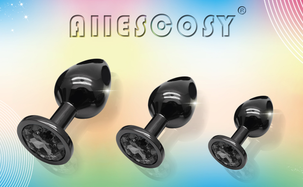 Набір анальних пробок 3 шт. з металу (Gunmetal) - велика, середня, мала. Підходить для початківців, жінок, чоловіків та пар. Чорний колір. Секс-іграшка.