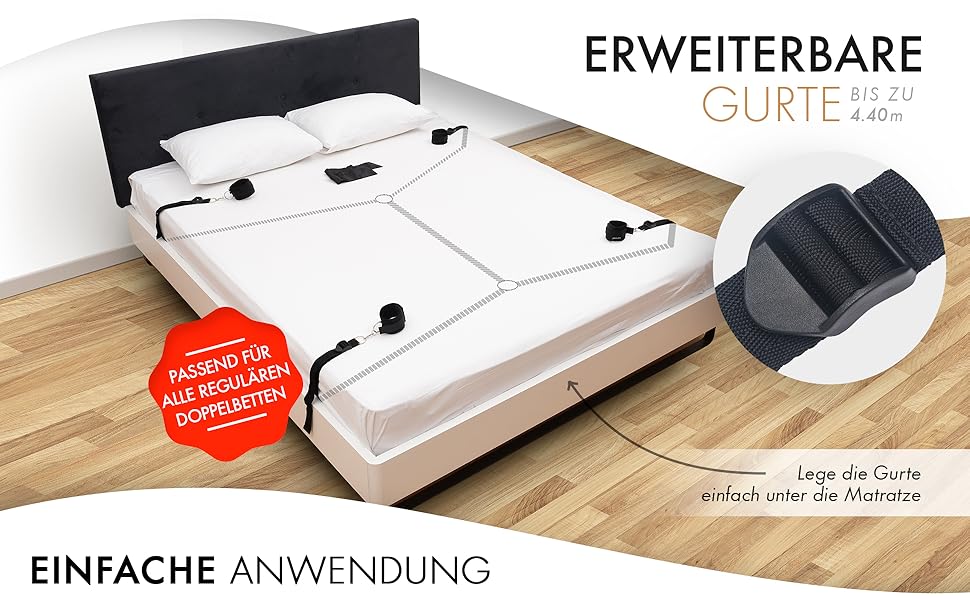 Набір для бондейжу Liebesfreunde® з кріпленнями для ліжка, наручниками та маскою для очей - BDSM для пар | Стабільний набір для сексуальних ігор