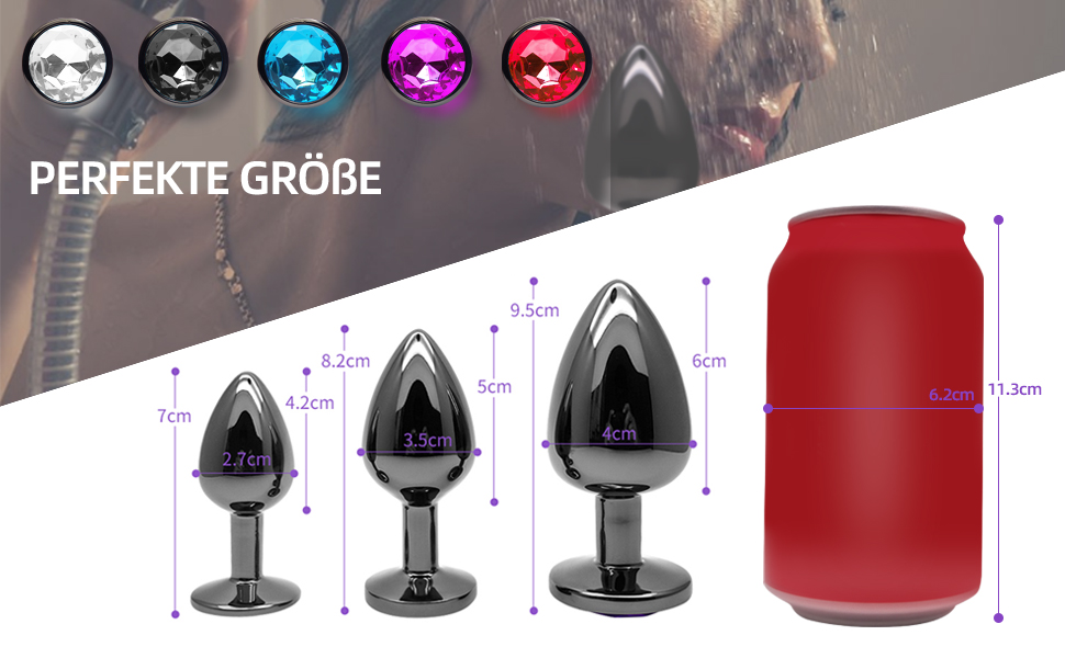 Набір анальних пробок 3 шт. з металу (Gunmetal) - велика, середня, мала. Підходить для початківців, жінок, чоловіків, пар.