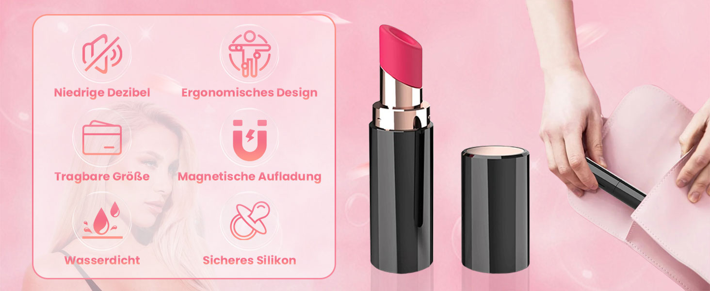 Вібратор для жінок TYDAY 6 SaugmodiLippenstift - міні вібратор для G-точки, водонепроникний, тихий, для стимуляції клітора, сексуальні іграшки для жінок та пар