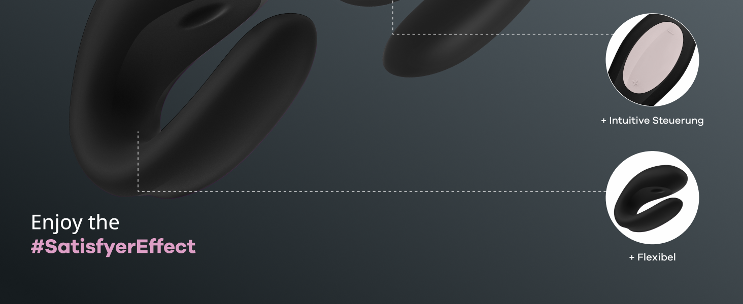 Satisfyer Double Joy Connect App - парний вібратор для пар | Керування через додаток | Чорний | 9 см