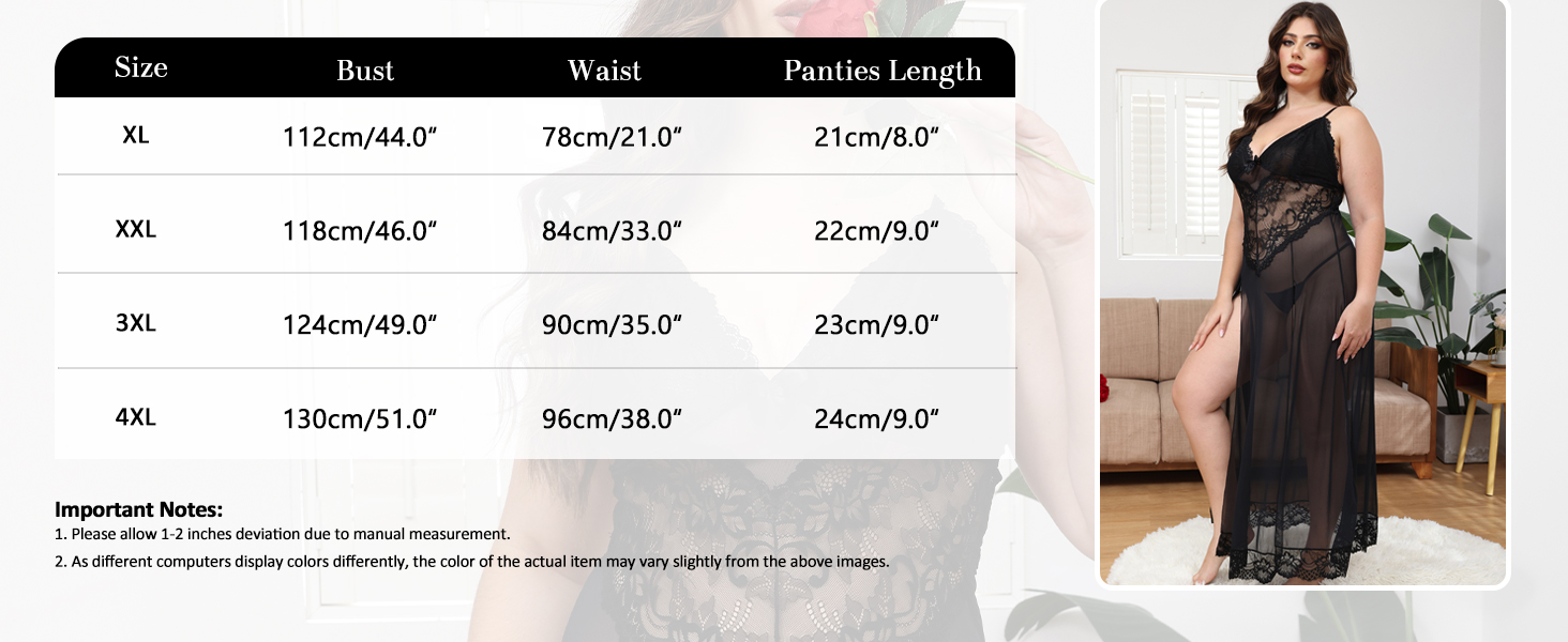 Чорний мереживний халат-ніжна сорочка з G-String від IBAKOM Dessous (XXL)