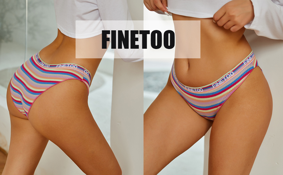Набір трусів FINETOO з бавовни (5 шт.) для жінок: спортивні, комфортні, кольорові. Розміри S-XL