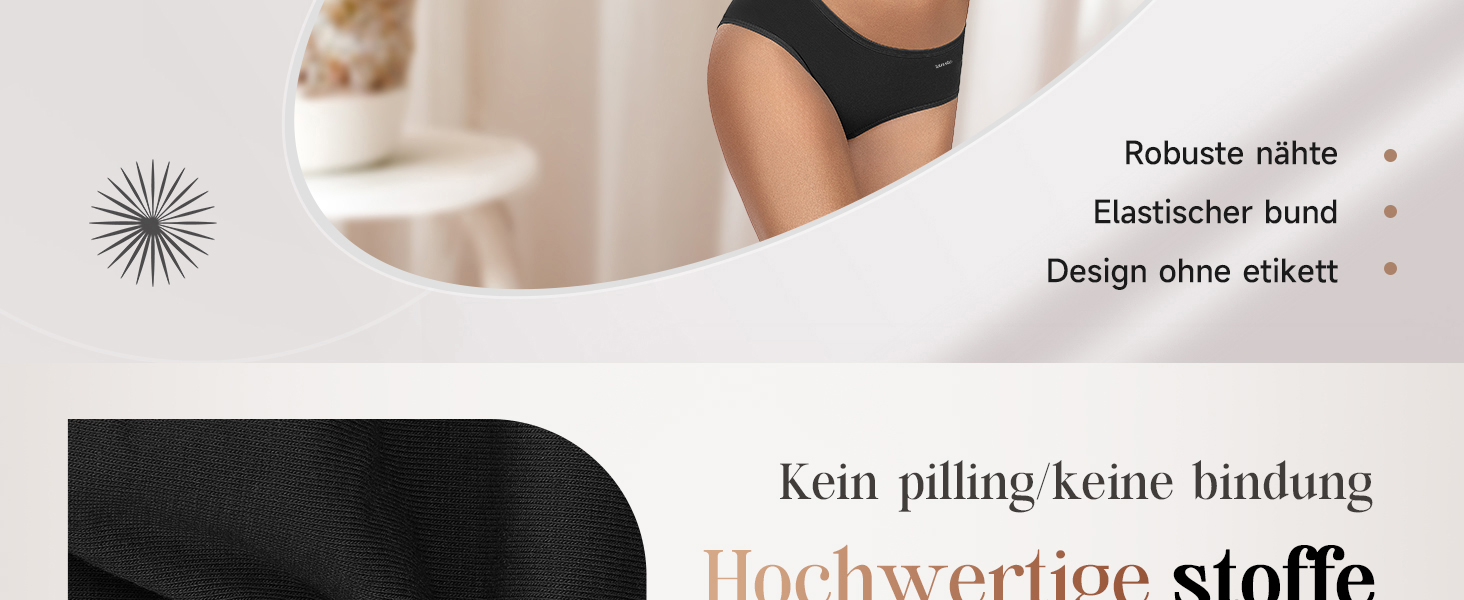 Танстк (TANSTC) жіночі труси-сліпи з бавовни, 6 шт. в упаковці, низька посадка, еластичні, дихаючі, чорний, XL