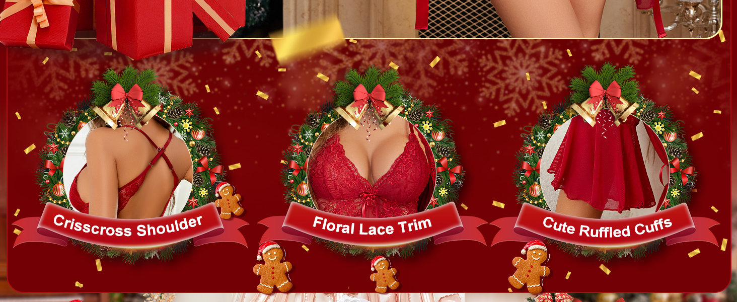 Халат жіночий мереживний RSLOVE з бантиком, сексуальний бандаж, нічна сукня, піжама, червоний, розмір S