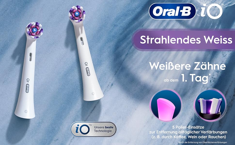Електрична зубна щітка Oral-B iO Series 6 білого кольору, 5 режимів чищення, набір з 2 насадок, дорожнім футляром та аксесуарами