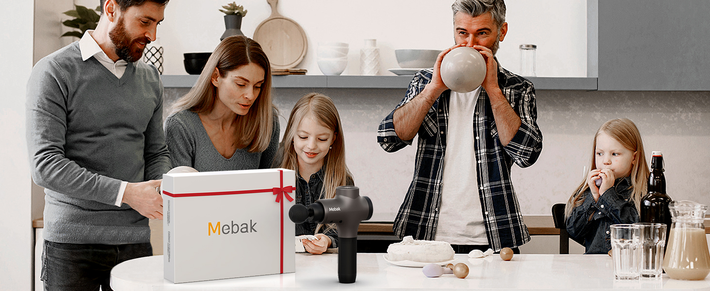 Перкусійний масажер Mebak 3 Massage Gun: електричний ручний масажер для м'язів та фасцій, 3200 об/хв, амплітуда 12 мм, 7 насадок, 5 рівнів інтенсивності, акумулятор 2600 мАг, чорний