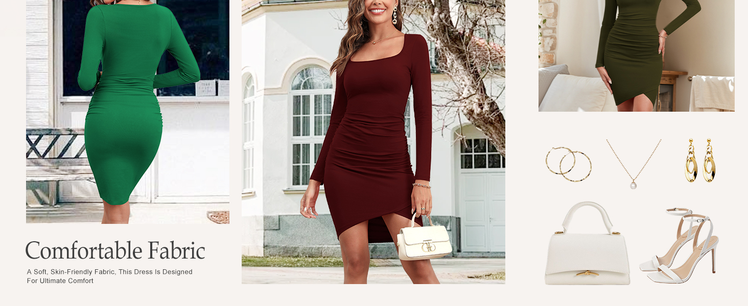 Жіноче обтисле сукня-футболка Missufe, червоне, довгий рукав, базова модель, XS