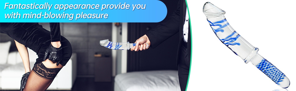 Скляний дилда Roluck з ручкою, кристалічний пеньс, анальний дилда, заглушка для заднього проходу для жінок та чоловіків, секс-іграшка (блакитний)