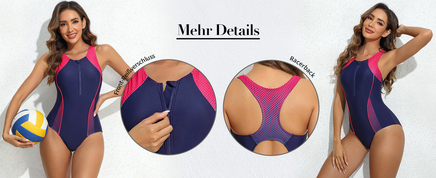 Чармо жіночий купальник для спорту з животом, цілісний з блискавкою спереду, купальник з чашками, чорний/білий, XL