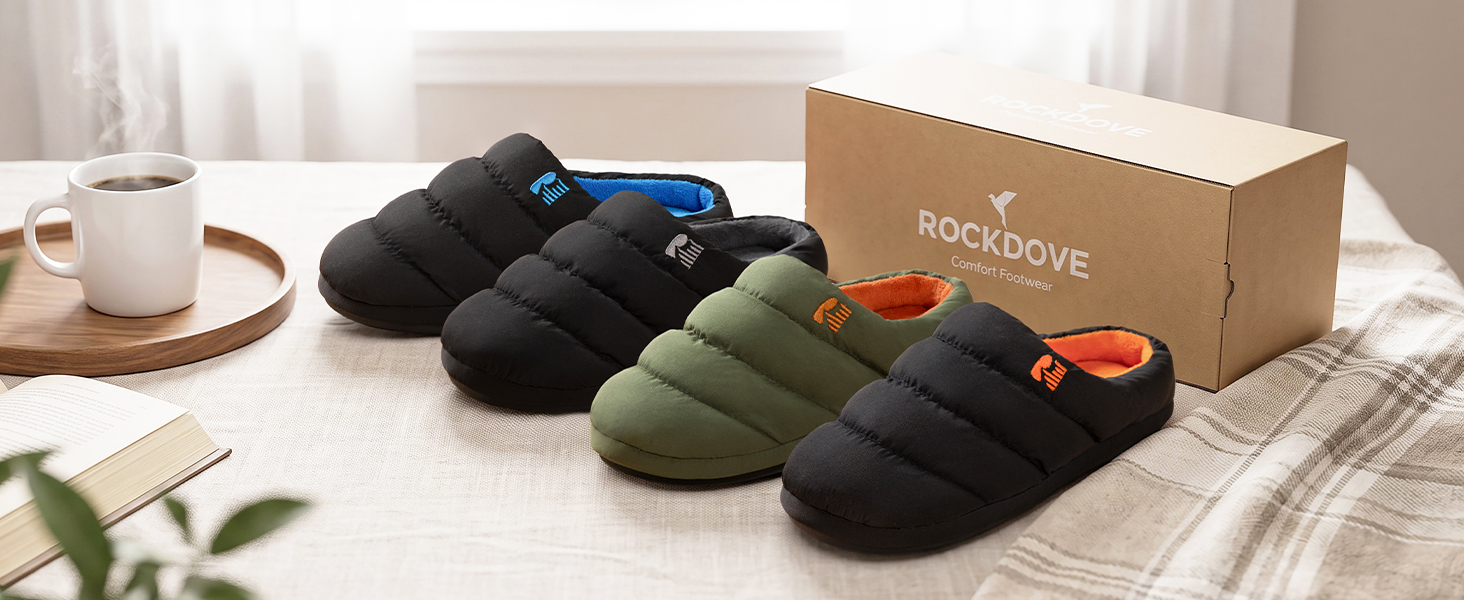 Чоловічі домашні капці RockDove з ефектом пам'яті та пуховим наповнювачем, сіро-чорні (розмір 42/43 EU)