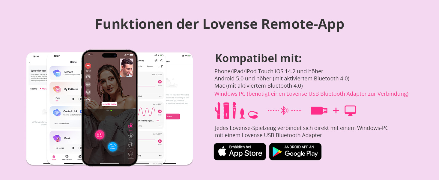 LOVENSE Nora Bluetooth вібратор-кліторальний кролик з керуванням через додаток, для жінок, стимулятор клітора та G-точки, необмежені налаштування вібрації