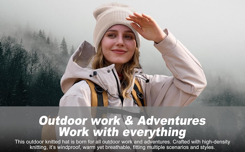 Зимова шапка-біні з мериносової вовни Outdoor Shaping для чоловіків та жінок, тепла в'язана шапка з відкидним манжетом, світло-бежева