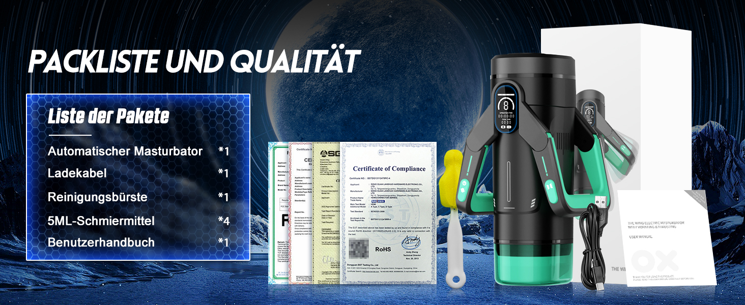 Інтимна іграшка для чоловіків Eanatoys Masturbieren з 9 вібраціями, телескопічною функцією та LCD-дисплеєм (зелена)