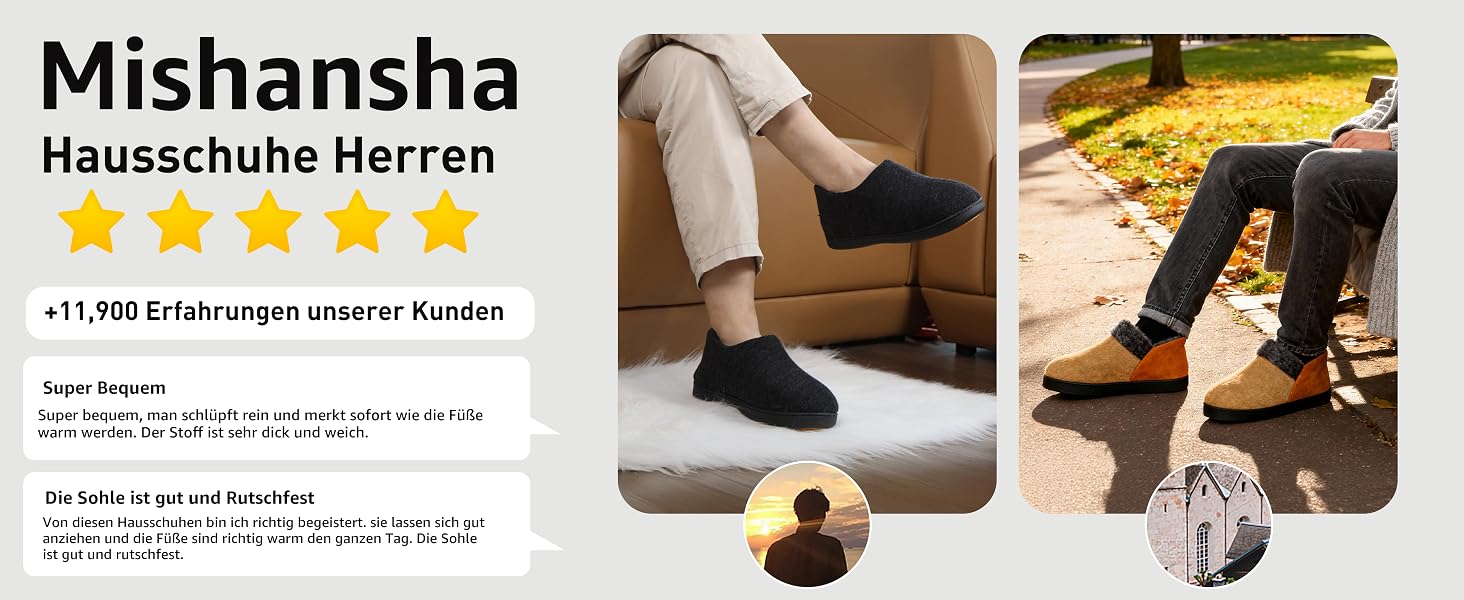 Чоловічі зимові теплі капці Mishansha з ефектом пам'яті (Memory Foam), плюшеві домашні тапочки, чорні, розмір 42 EU