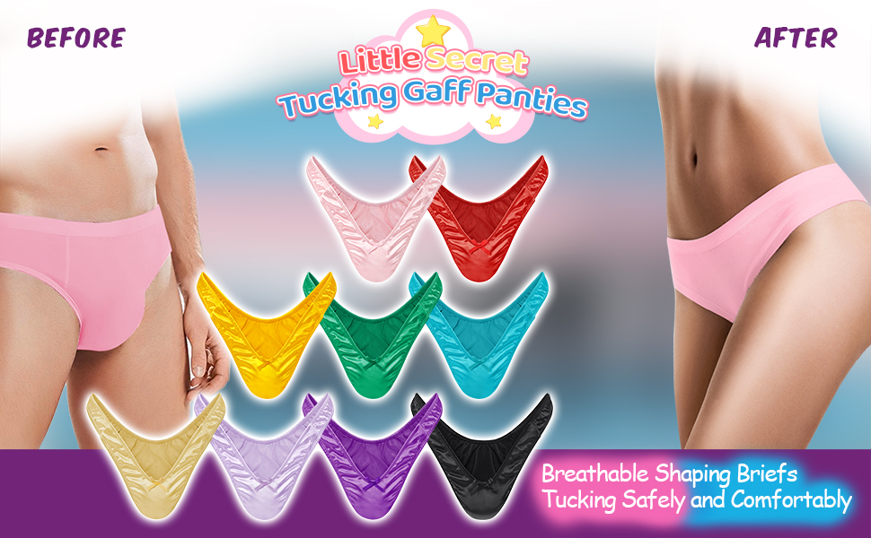 Танга-шорти LittleForBig з прихованим гафелем, гладкі шовкові, чорні - для кросдресерів та трансгендерних осіб