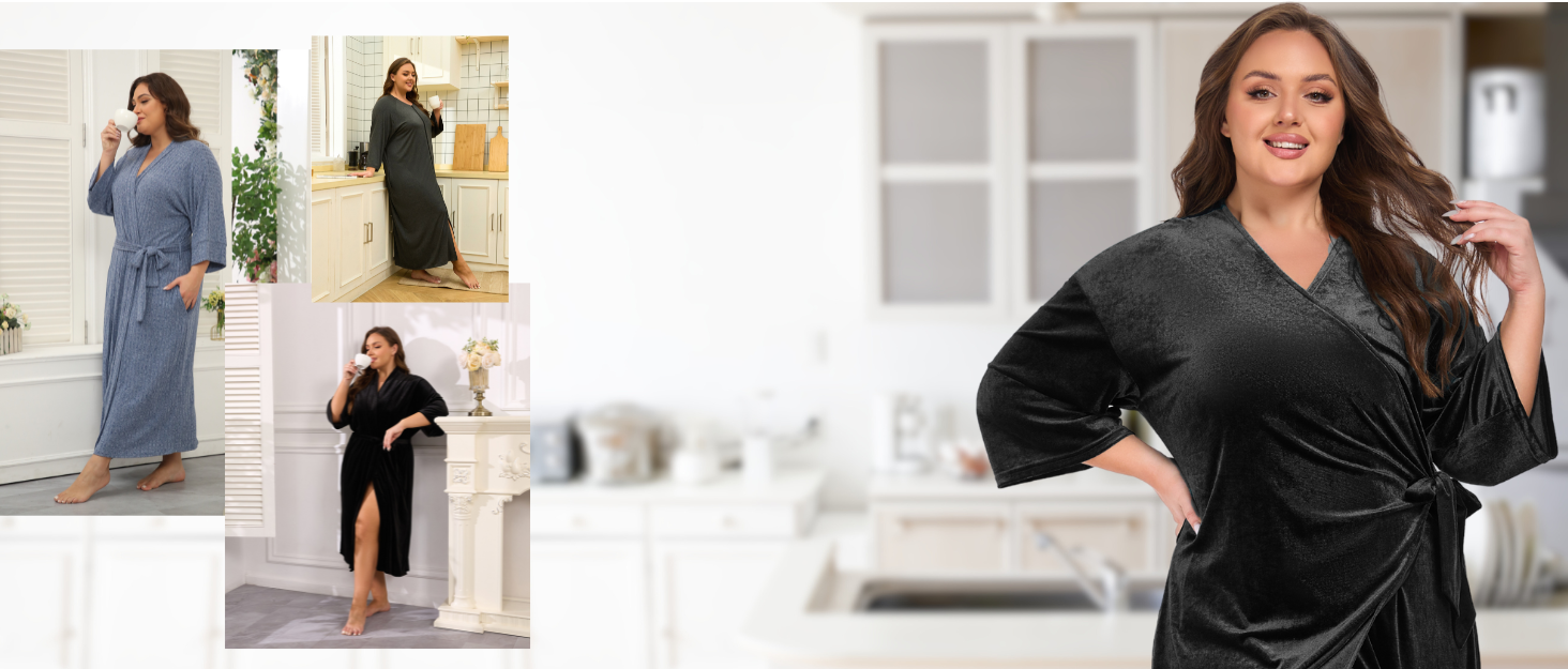 Кимоно халат для жінок, великі розміри, сатин, квітковий принт, чорний, XL