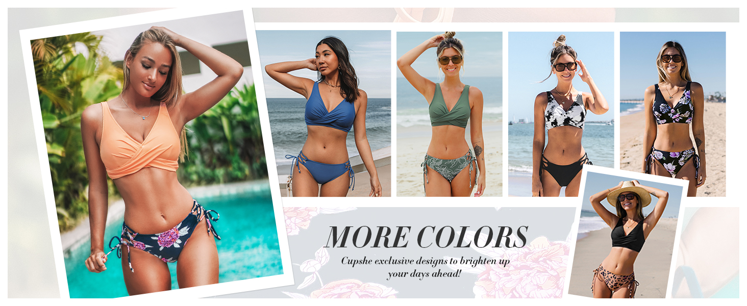 CUPSHE Bikini Set: Розкішний двочастинний купальник з квітковим принтом, низька посадка, шнурівка, лимонний колір