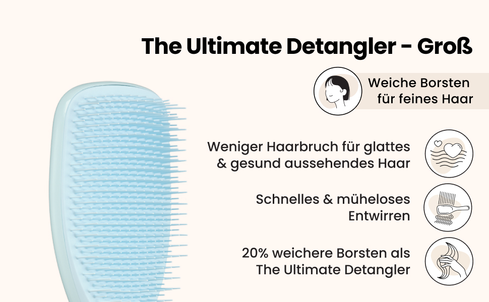 Щітка для волосся Tangle Teezer Ultimate Detangler для вологого та сухого волосся, розплутувальна для густого, кучерявого та довгого волосся, синя (для тонкого та чутливого волосся)