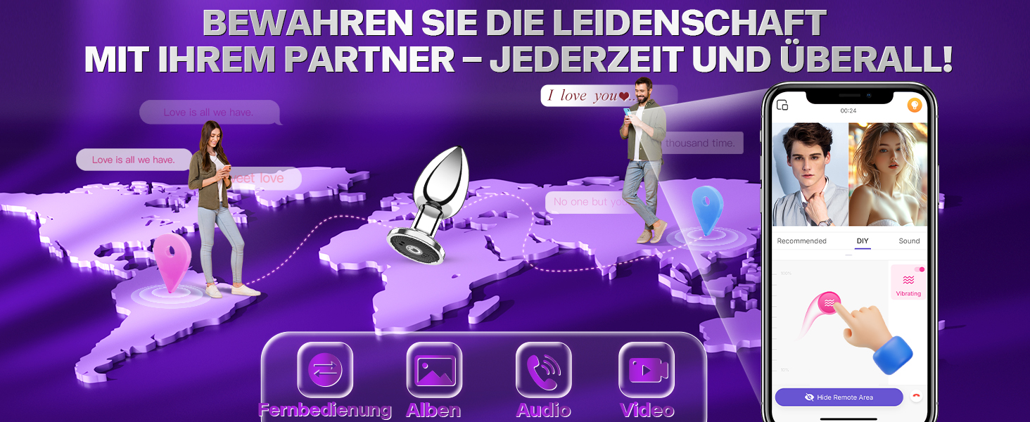 Анальні вібратори для жінок та чоловіків з вібрацією KI-Sync, 10 режимів, 61г. Стимуляція простати, анальні плагіни для чоловіків та жінок.