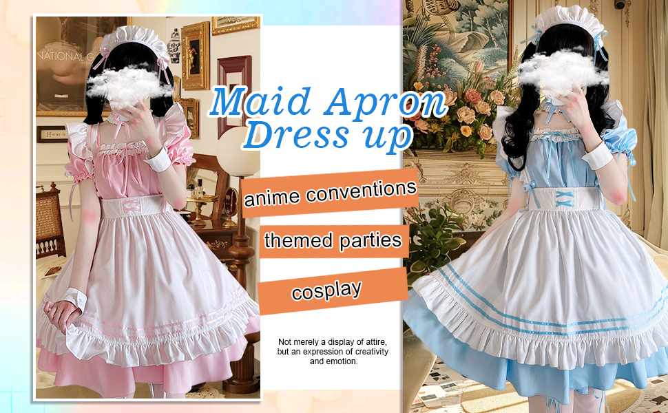 Костюм французької служниці: комплект для косплею, карнавалу та Хелловіну (чорний, L)