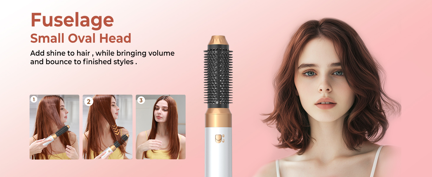 Мультистайлер для волосся 6 в 1 MogaWave Hairstyler Pro Airbrush: фен-щітка, автоматичний курлер та вирівнювач для об'єму, завивки та гладкості, бежевий