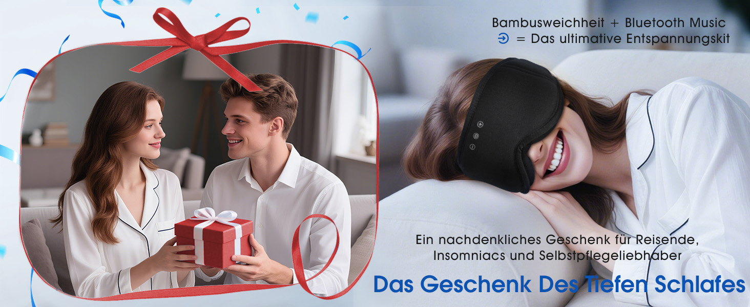 Bluetooth маска для сну LC-dolida зі звуком HiFi, світлонепроникна з бамбукової бавовни, Bluetooth 5.4, регульований ремінець, чорна