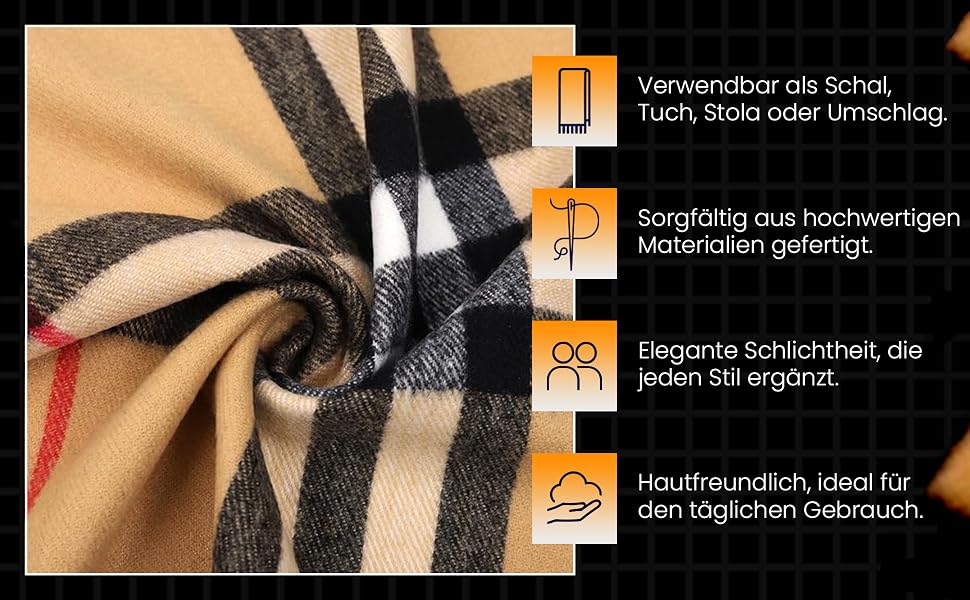 Унісекс шарф у клітинку KARMA.DIEM London Style, м'який зимовий шарф Classic Brown Plaid, 35x170 см