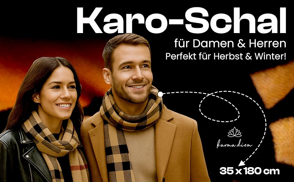 Унісекс шарф у клітинку KARMA.DIEM London Style, м'який зимовий шарф Classic Brown Plaid, 35x170 см