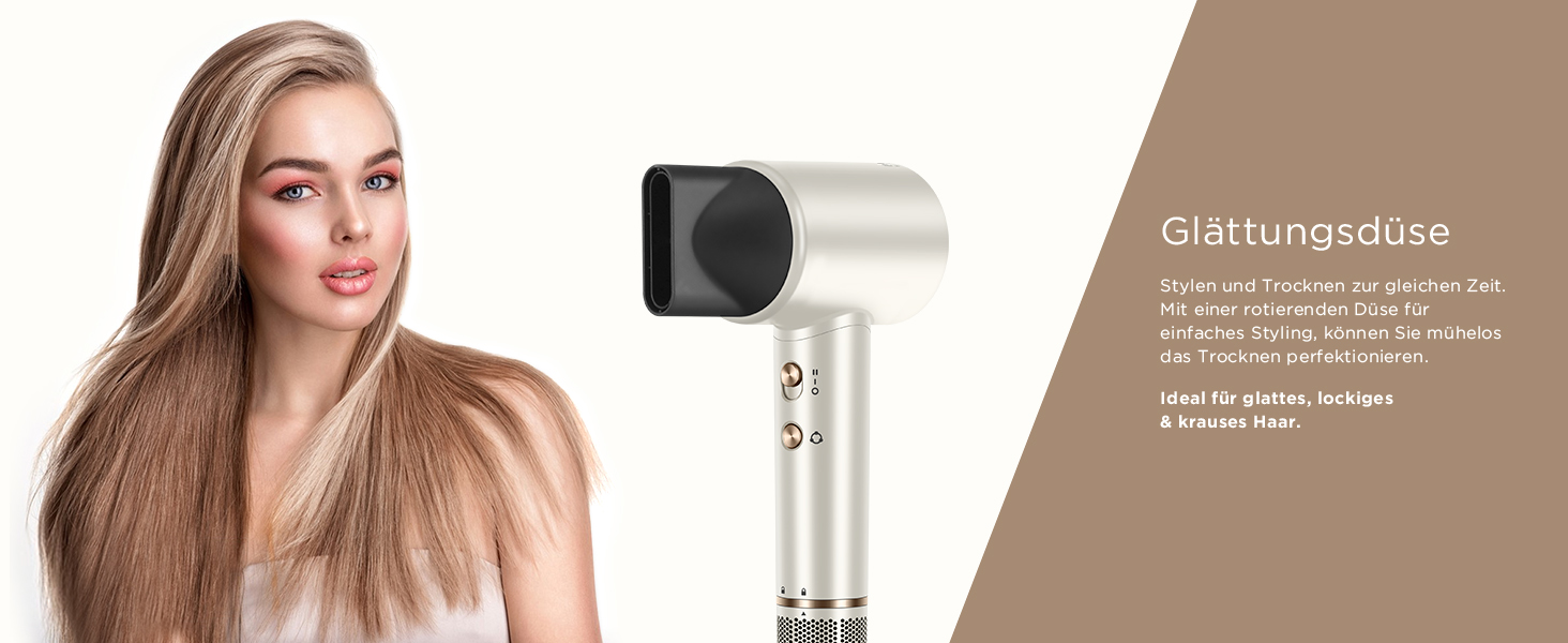 Професійний фен для волосся PARWIN PRO BEAUTY Air-Sonic з HD-LED дисплеєм, безщітковим мотором 110,000 об/хв та іонізацією (200 млн негативних іонів), швидке сушіння, колір шампань-срібло