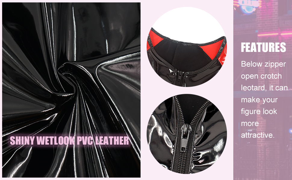 Комбінезон чоловічий лакований шкірозамінник PVC з довгим блискавкою, чорний, розмір L