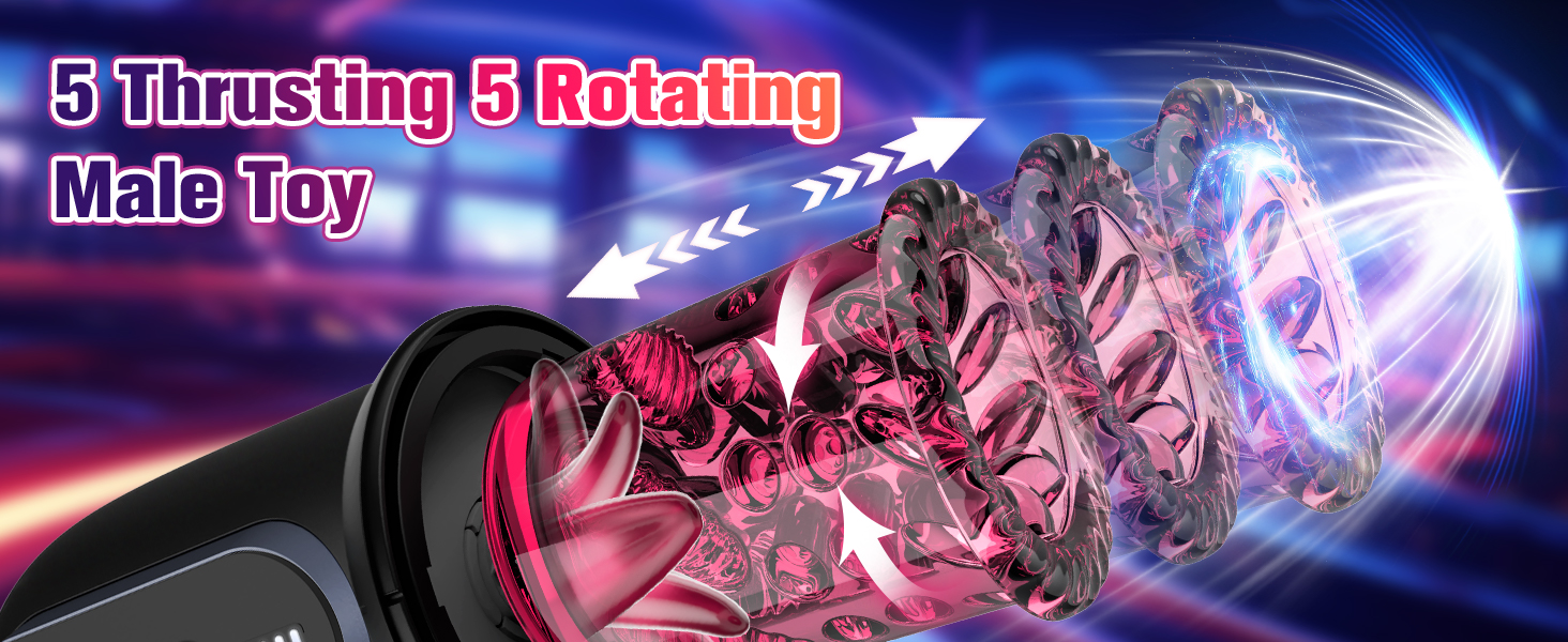 Вібратор для чоловіків з 8-ю обертовими насадками та 5-ма режимами вібрації, секс-іграшка, мастурбатор з функцією керування через додаток