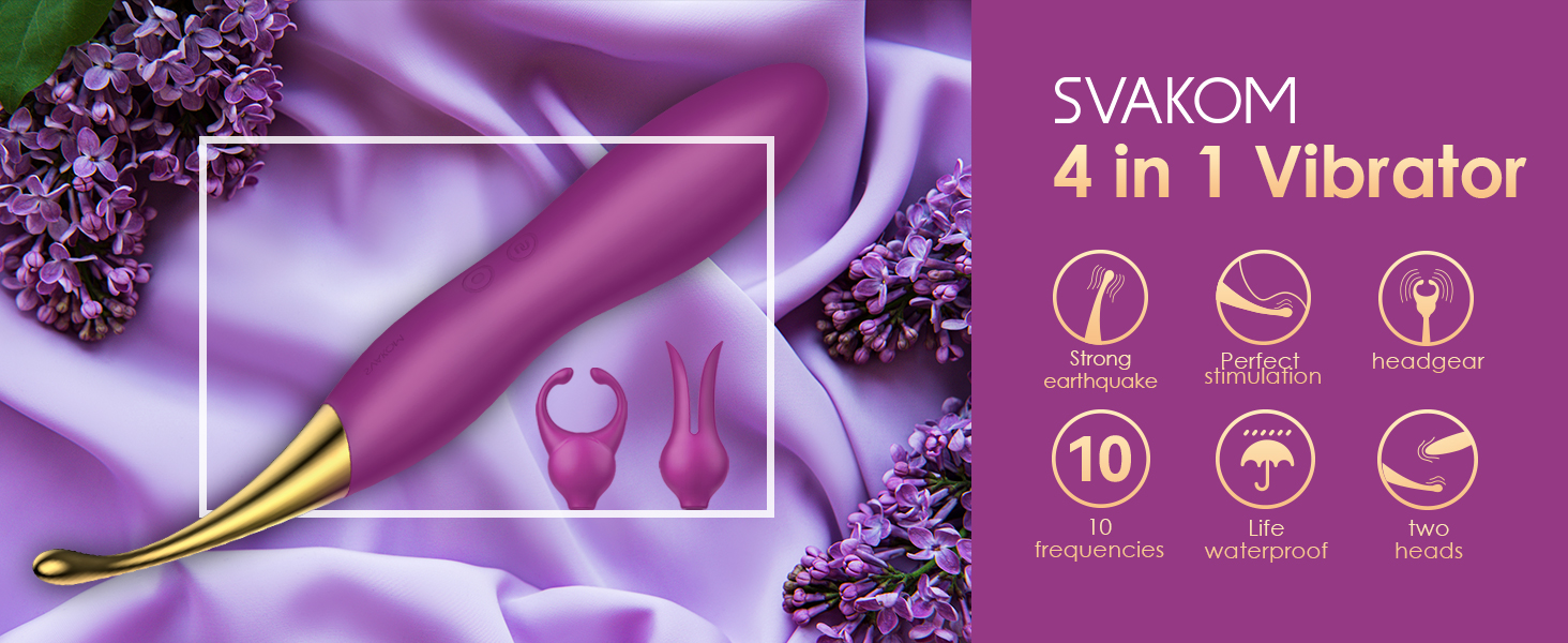 SVAKOM Вібратор для жінок, секс-іграшка з 10 режимами вібрації та 2 насадками, стимулятор клітора, преміум-якість