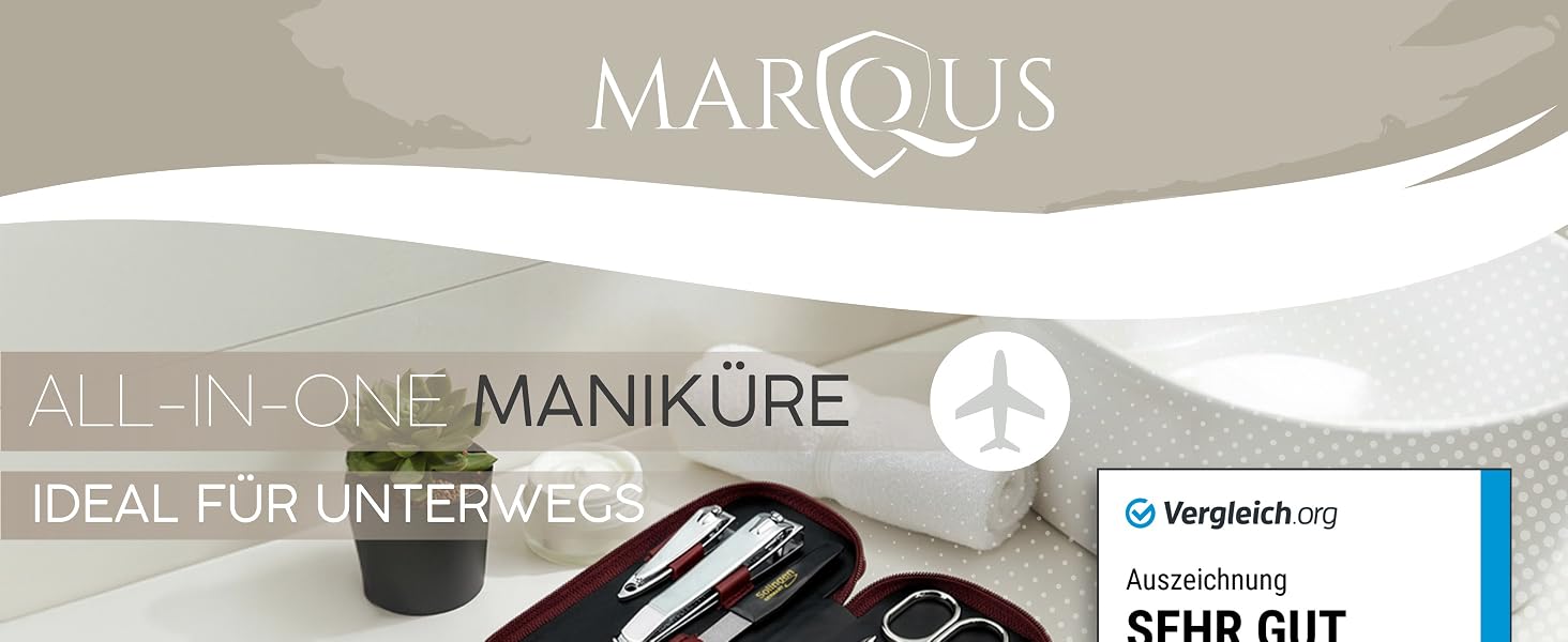 Манікюрний набір Solingen MarQus (7 предметів) у шкіряному чохлі, нікельована сталь, чорний