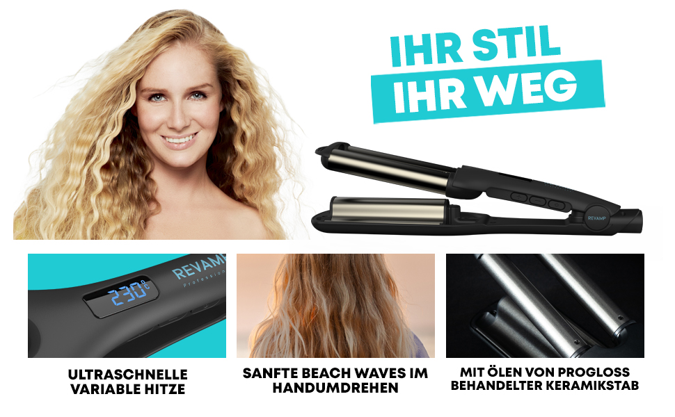 Конічний керамічний плойка Revamp Progloss Big Wand для локонів та хвиль (32-19 мм) з іонною технологією, підставкою та терморукавичкою
