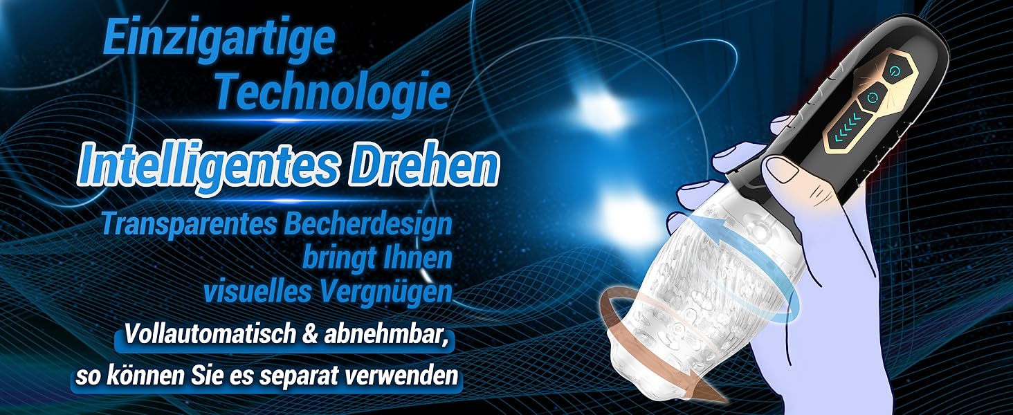 Масажер для чоловіків з 5 режимами ротації та 10 вібраційними режимами - Секс-іграшка для соло, прозора машина для штучної вагіни