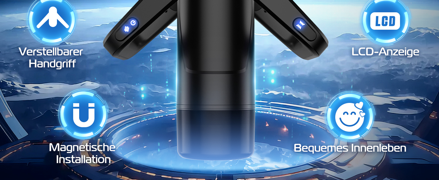 Інтимна іграшка для чоловіків Eanatoys з 9 вібраціями, телескопічною функцією, 3D-реалістичною вагіною та LCD-дисплеєм. Чорний колір