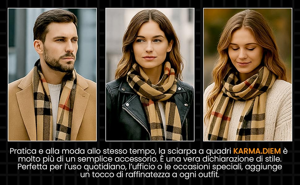 Унісекс шарф у клітинку KARMA.DIEM London Style, м'який зимовий шарф для жінок та чоловіків, бордовий (Burgundy Red Tartan), 35x170 см