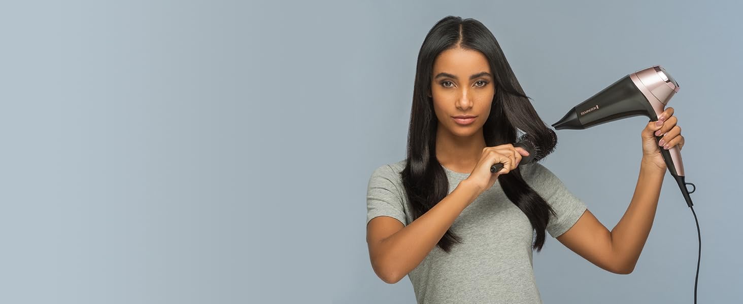 Фен для волосся Remington Curl & Straight D5707 з іонізацією, 2200 Вт, набір для стайлінгу (дифузор, конічна насадка, кругла щітка 45 мм)